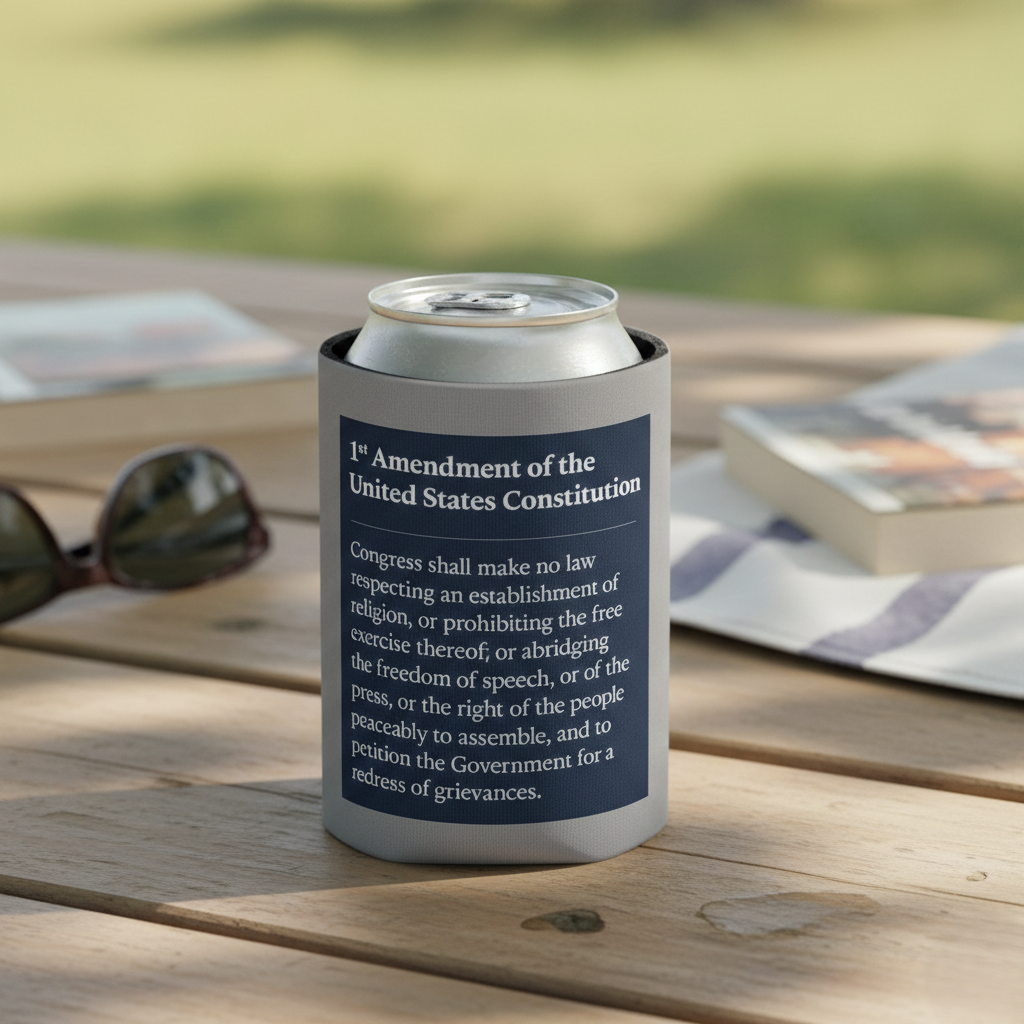 1st Amendment Can Cooler | Patriotic Drink Insulator | Freedom of Speech Gift