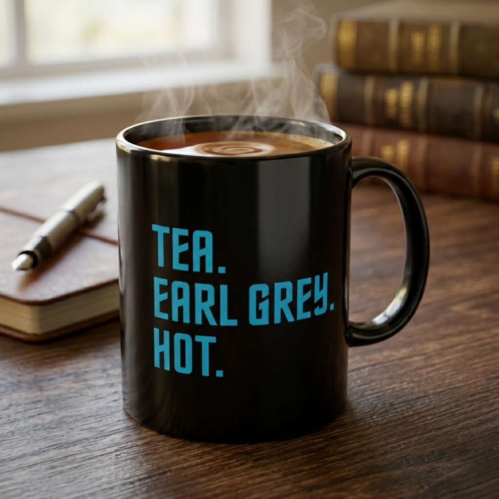 Tea Earl Grey Hot Mug | Black Ceramic Coffee Cup | Sci-fi Fan Gift