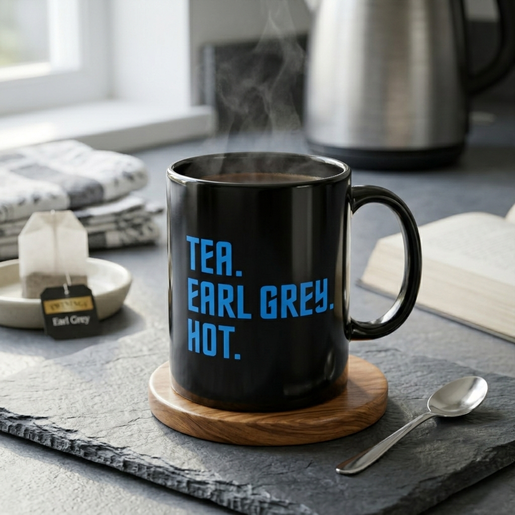 Tea Earl Grey Hot Mug | Black Ceramic Coffee Cup | Sci-fi Fan Gift
