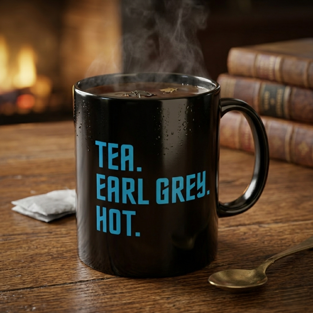 Tea Earl Grey Hot Mug | Black Ceramic Coffee Cup | Sci-fi Fan Gift