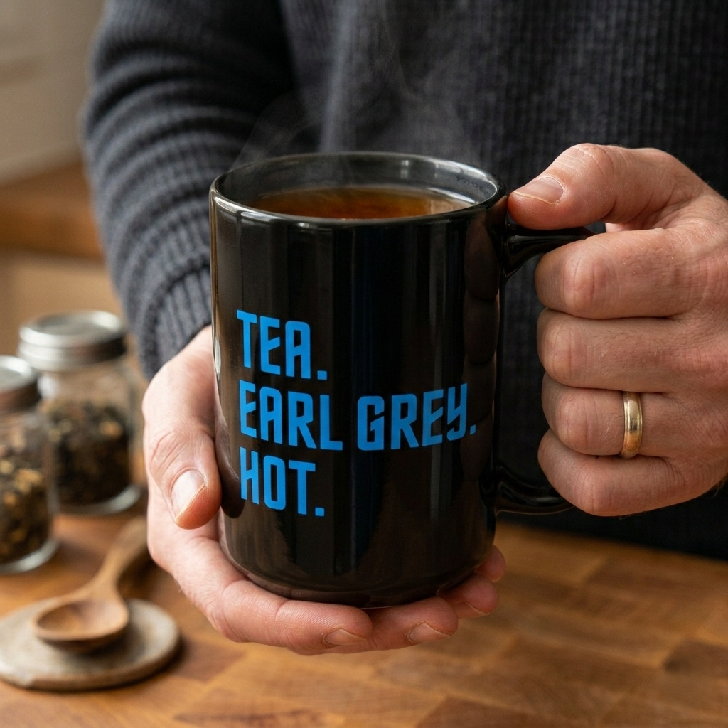 Tea Earl Grey Hot Mug | Black Ceramic Coffee Cup | Sci-fi Fan Gift