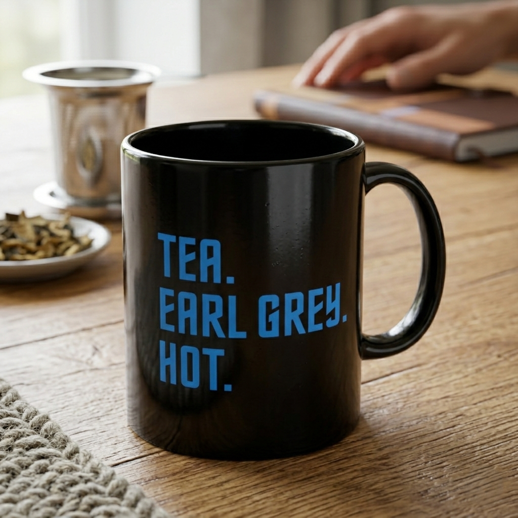 Tea Earl Grey Hot Mug | Black Ceramic Coffee Cup | Sci-fi Fan Gift