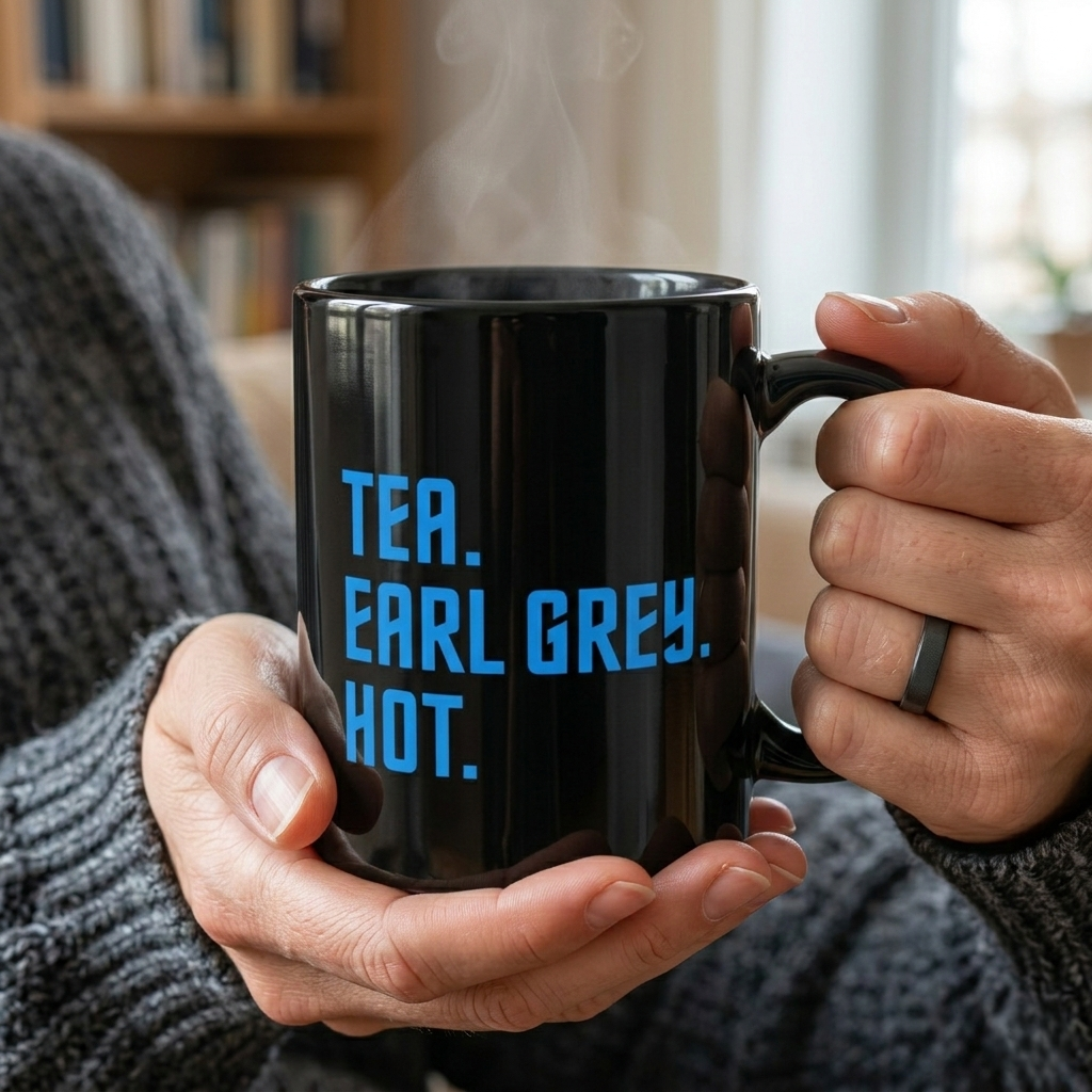 Tea Earl Grey Hot Mug | Black Ceramic Coffee Cup | Sci-fi Fan Gift