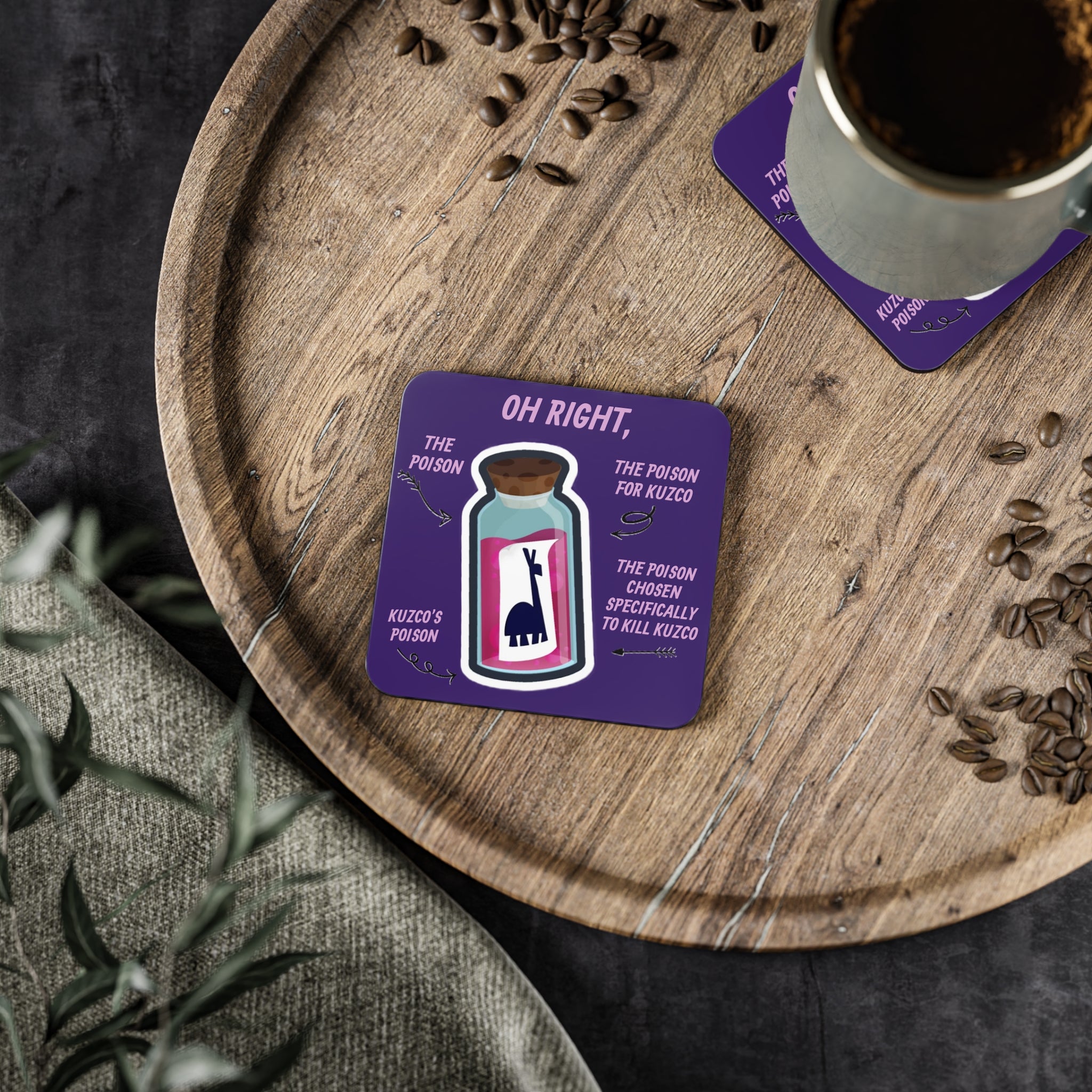 Poison Llama Coasters | Animated Movie Drink Coaster | Gift Under 15