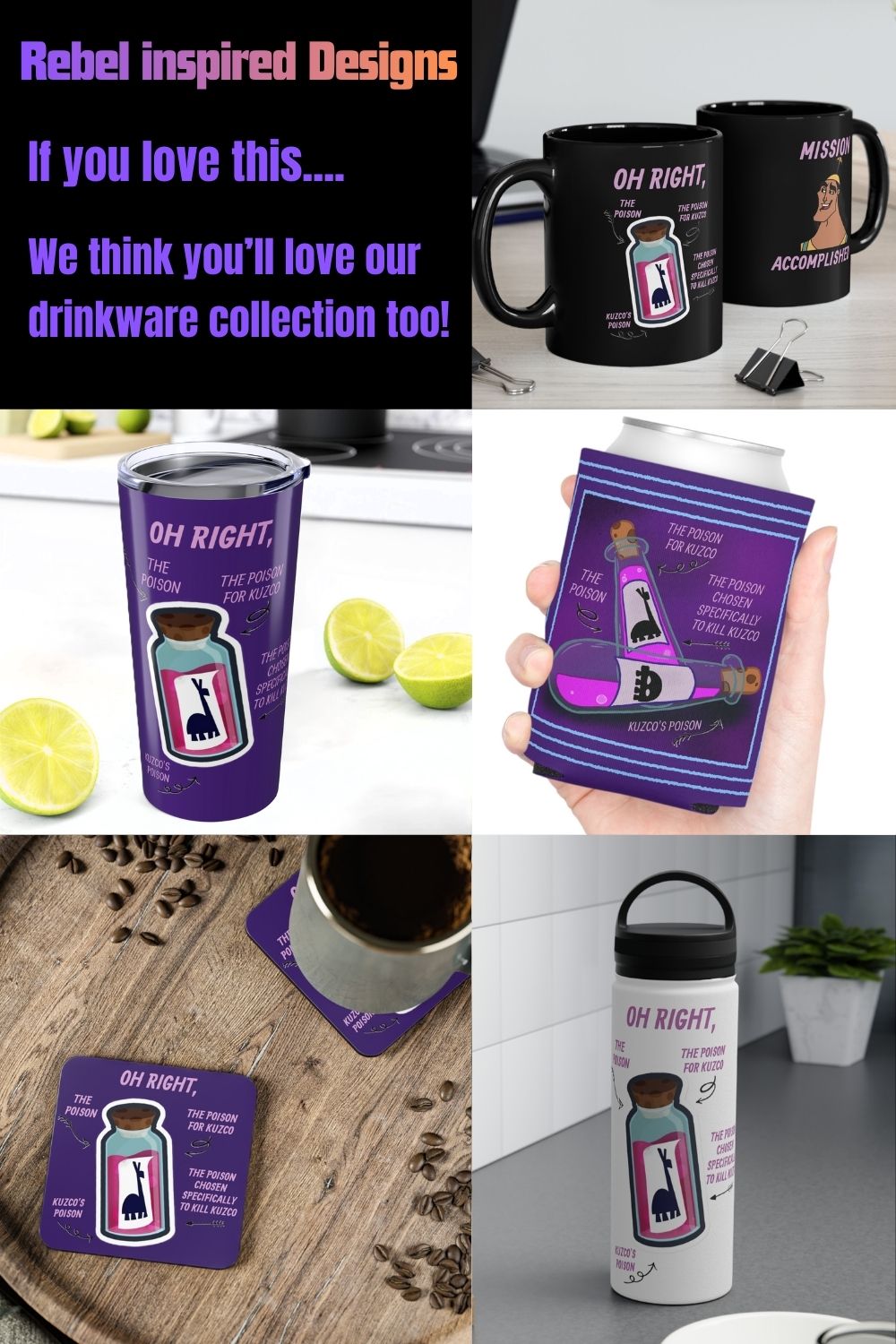 Poison Llama Coasters | Animated Movie Drink Coaster | Gift Under 15