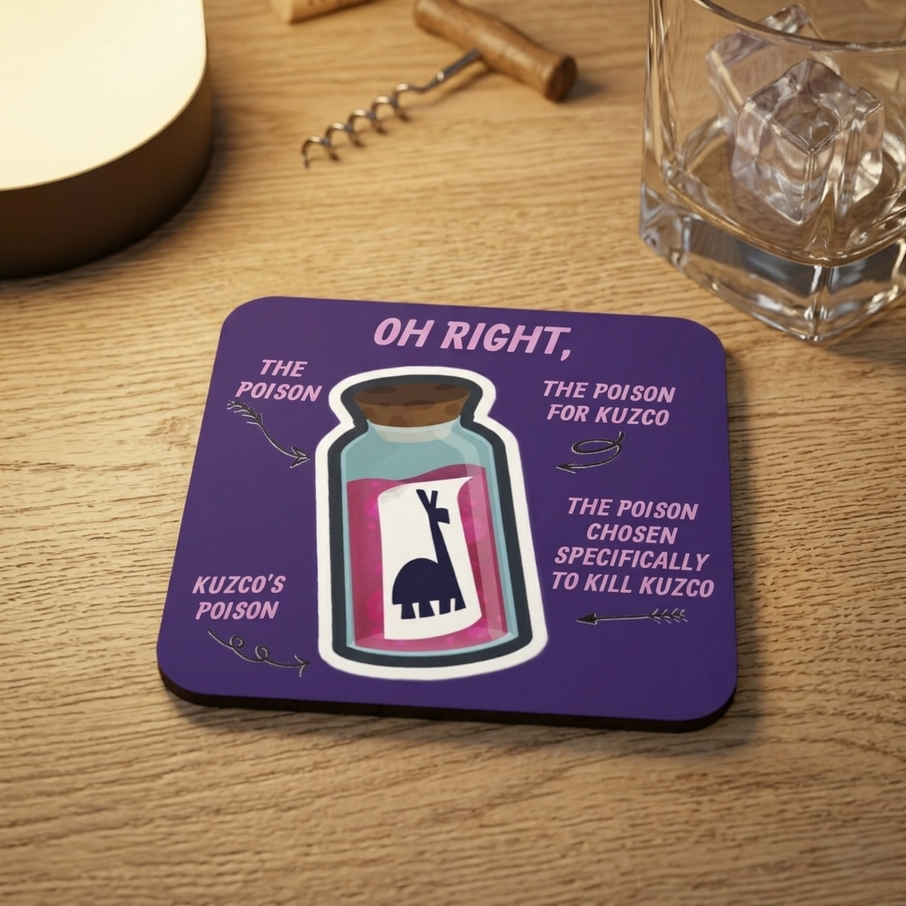 Poison Llama Coasters | Animated Movie Drink Coaster | Gift Under 15