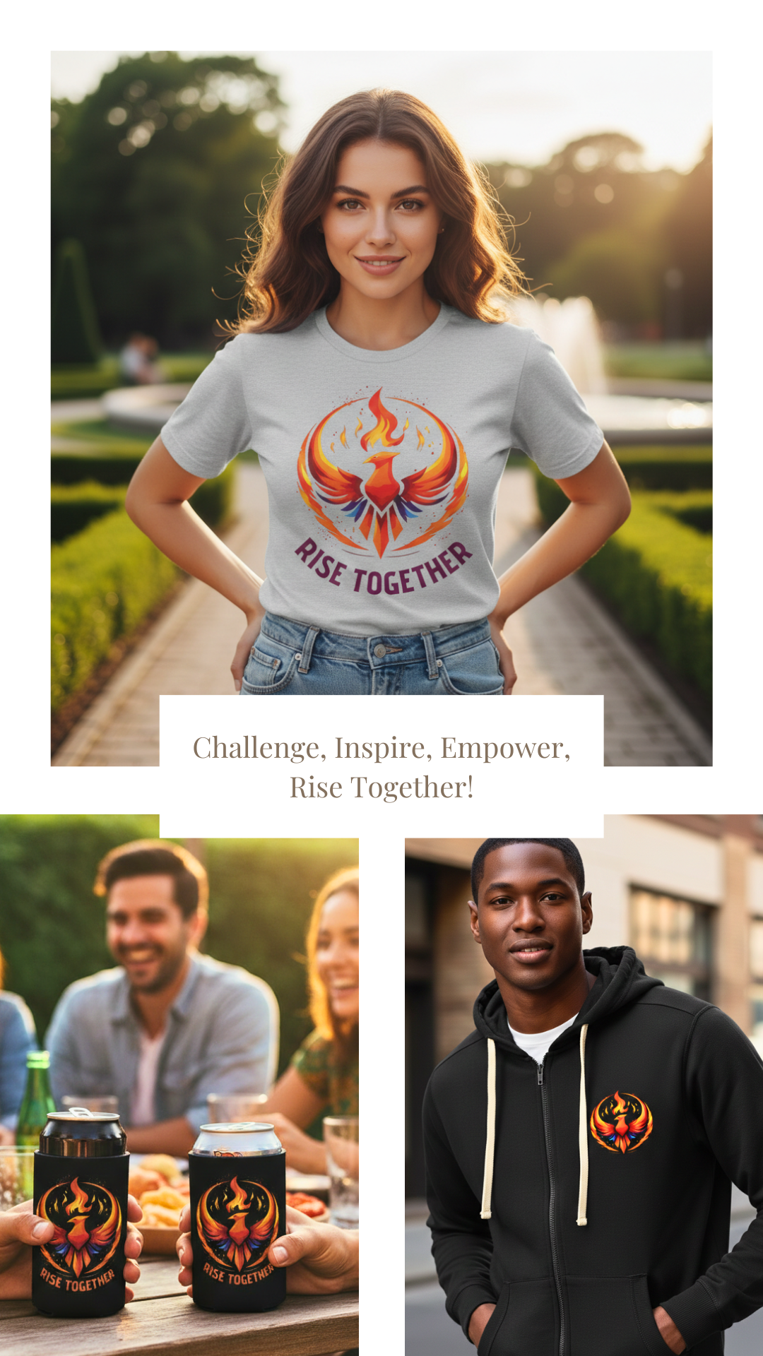 Rise Together Phoenix Can Cooler | Rising Phoenix Logo Beverage Insulator