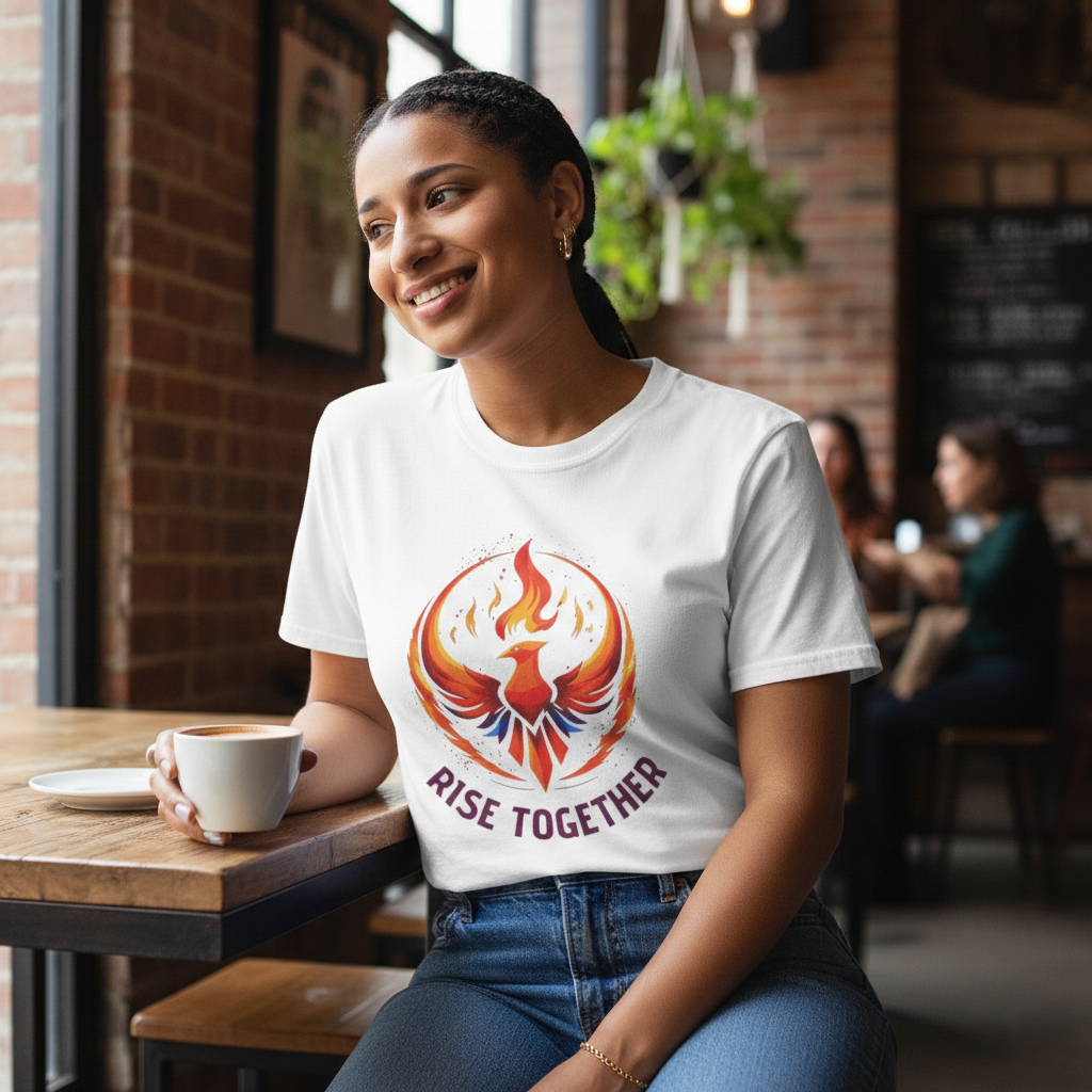 Phoenix Rise Together T-Shirt | Activist Empowerment Graphic Tee