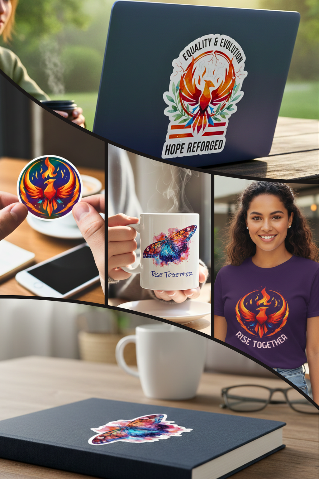 Butterfly Rise Together Coffee Mug | Inspirational Ceramic Mug 11oz 15oz | Activist Gift