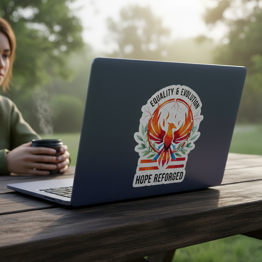 Hope Reforged Sticker | Equality & Evolution Kiss-Cut Sticker | Rising Phoenix Vinyl Decal