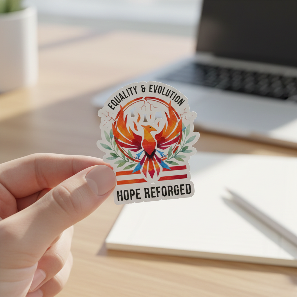 Hope Reforged Sticker | Equality & Evolution Kiss-Cut Sticker | Rising Phoenix Vinyl Decal