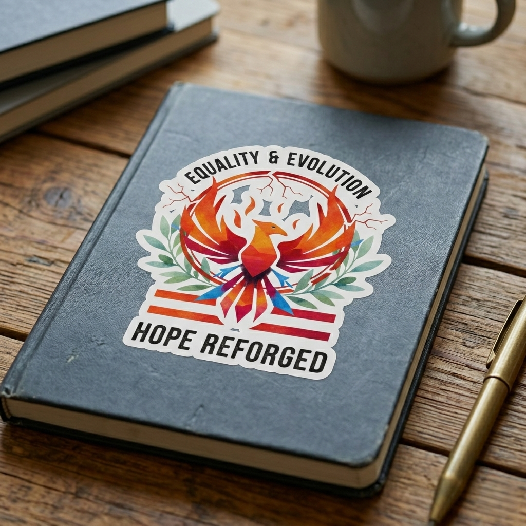 Hope Reforged Sticker | Equality & Evolution Kiss-Cut Sticker | Rising Phoenix Vinyl Decal