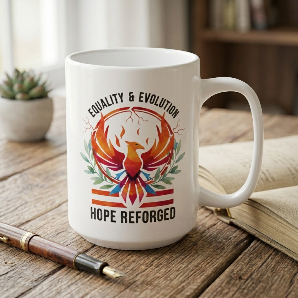 Hope Reforged Coffee Mug | Equality and Evolution Ceramic Mug 11oz 15oz | Activist Gift