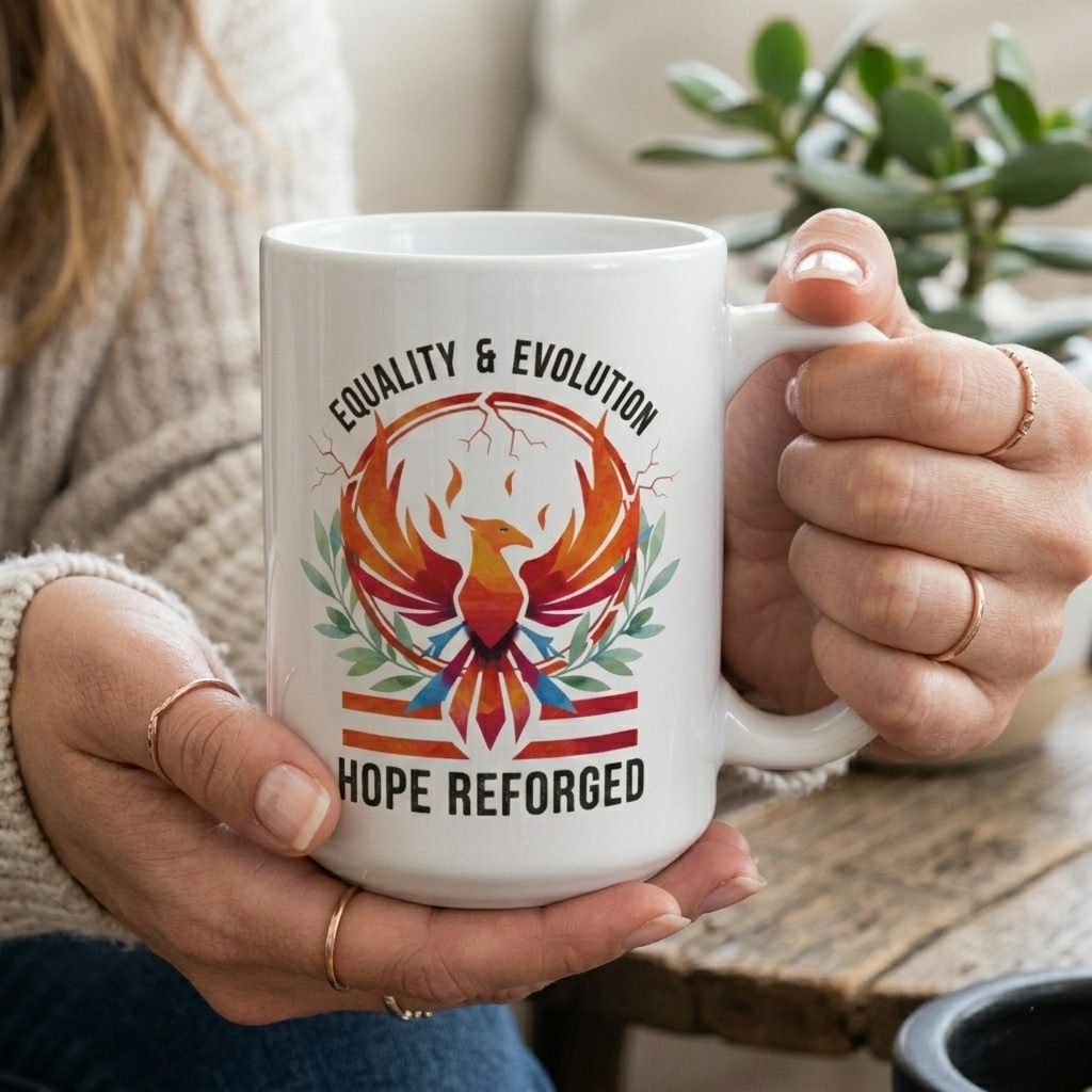 Hope Reforged Coffee Mug | Equality and Evolution Ceramic Mug 11oz 15oz | Activist Gift