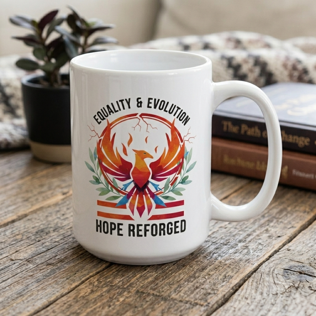 Hope Reforged Coffee Mug | Equality and Evolution Ceramic Mug 11oz 15oz | Activist Gift