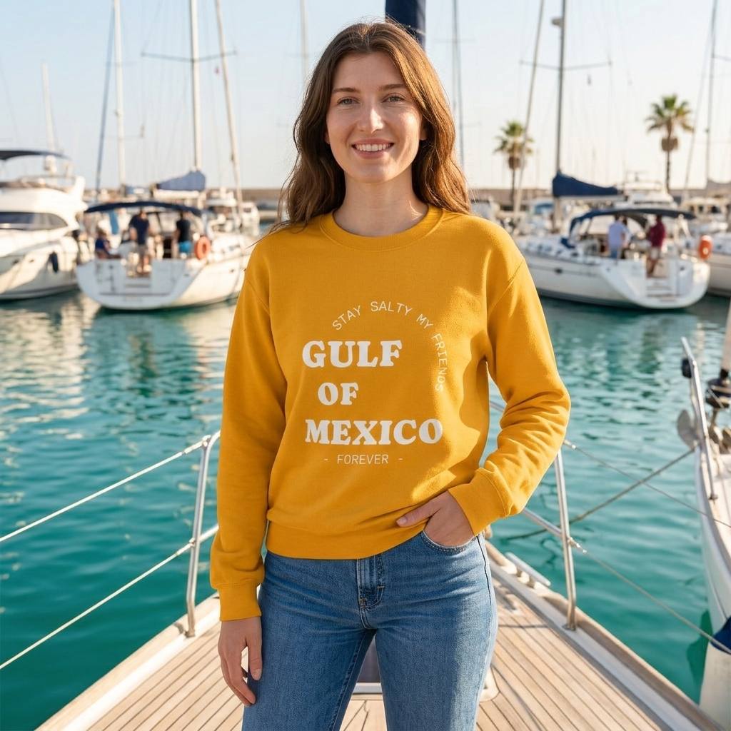 Stay Salty Unisex Sweatshirt, Gulf of Mexico Crewneck, Coastal Humor Vacation Gift