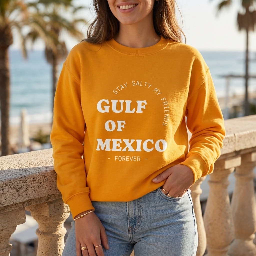 Stay Salty Unisex Sweatshirt, Gulf of Mexico Crewneck, Coastal Humor Vacation Gift