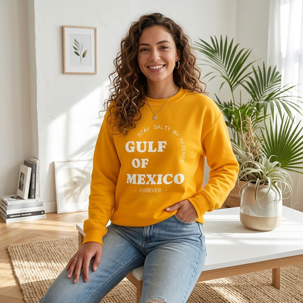 Stay Salty Unisex Sweatshirt, Gulf of Mexico Crewneck, Coastal Humor Vacation Gift