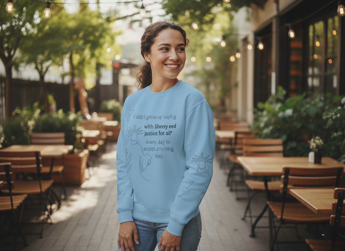 Liberty and Justice Crewneck Sweatshirt | Statue of Liberty Pullover | Equality and Freedom Gift