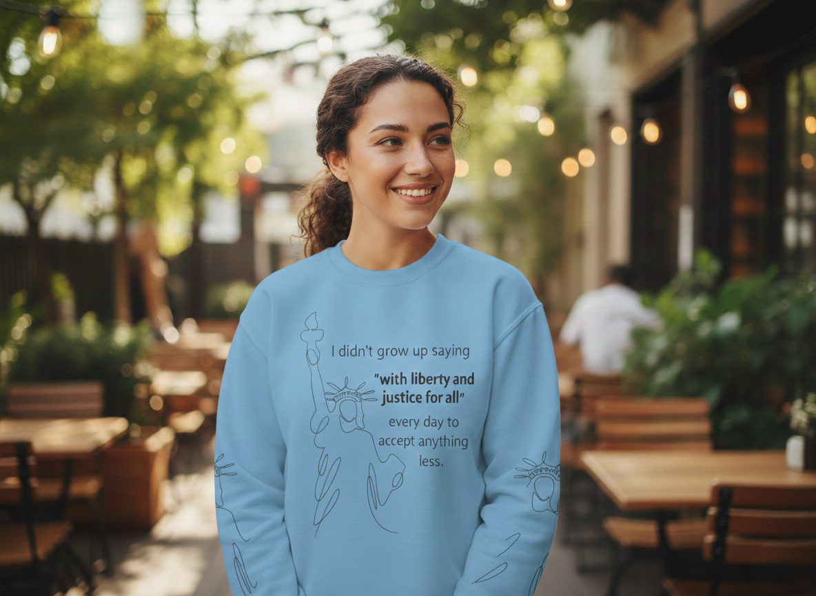 Liberty and Justice Crewneck Sweatshirt | Statue of Liberty Pullover | Equality and Freedom Gift