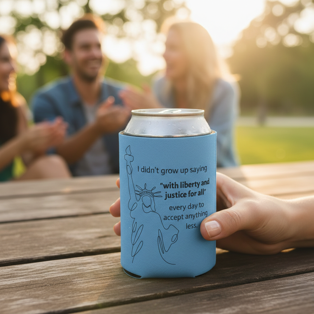 Statue of Liberty Can Cooler | Patriotic Beverage Sleeve | Activist Gift