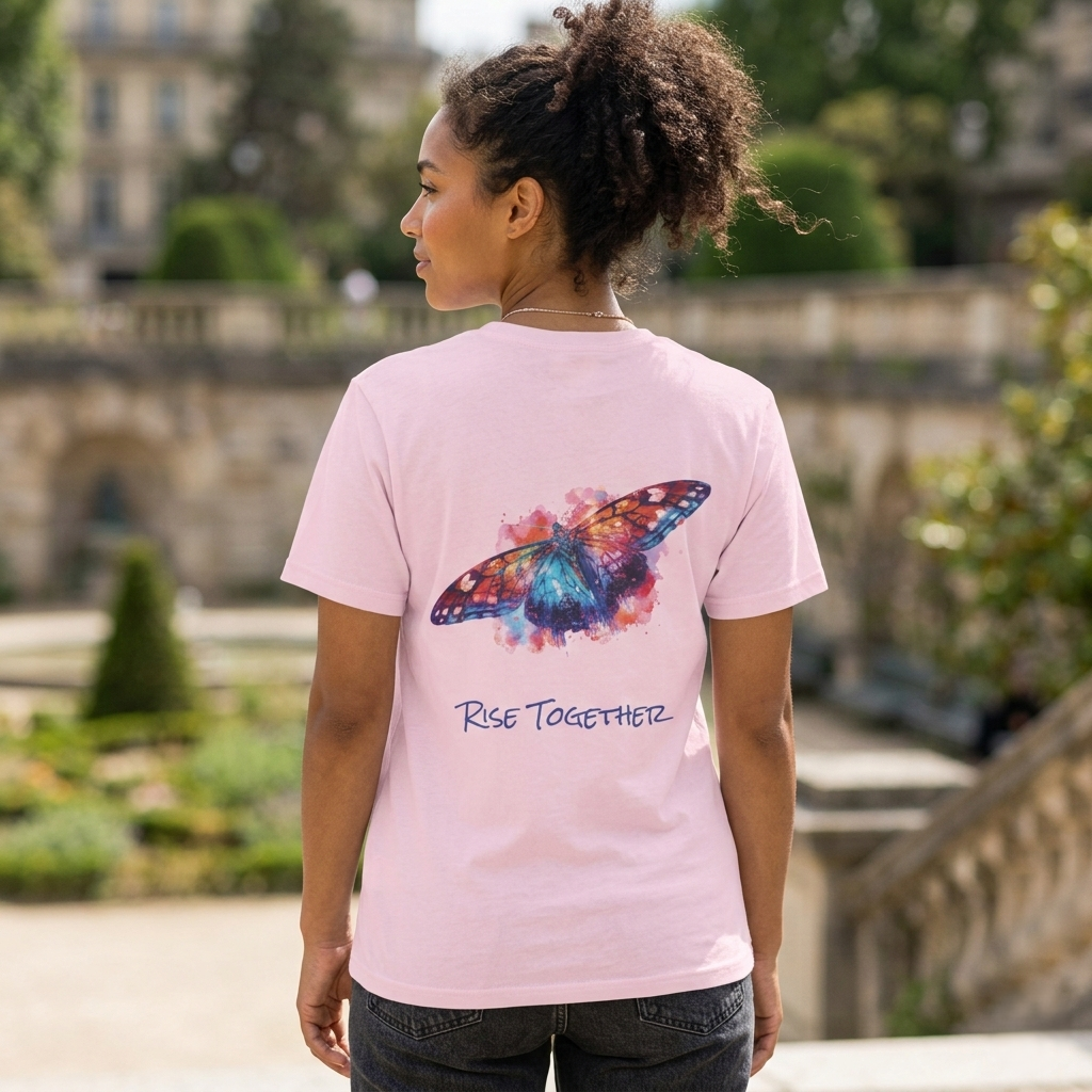 Butterfly Rise Together T-Shirt | Watercolor Inspirational Butterfly Tee | Equality Advocacy Gift
