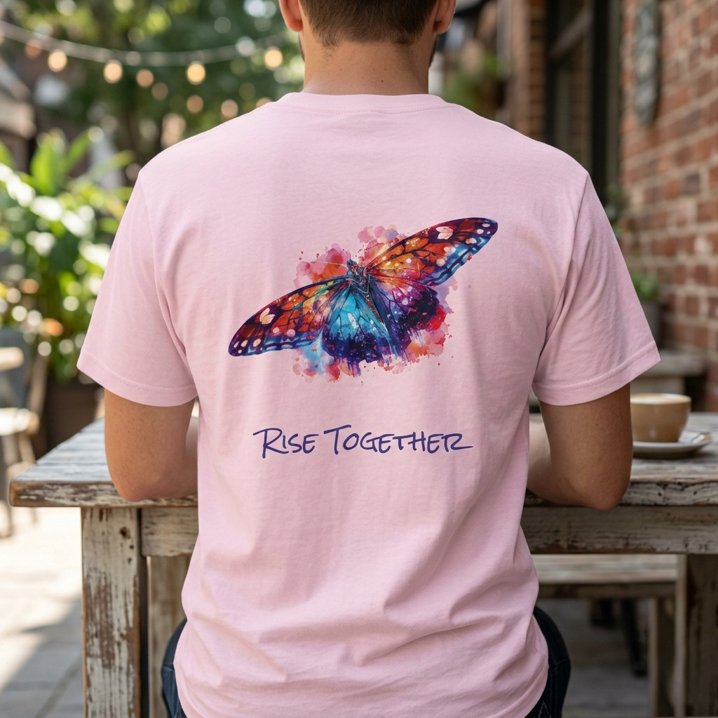 Butterfly Rise Together T-Shirt | Watercolor Inspirational Butterfly Tee | Equality Advocacy Gift