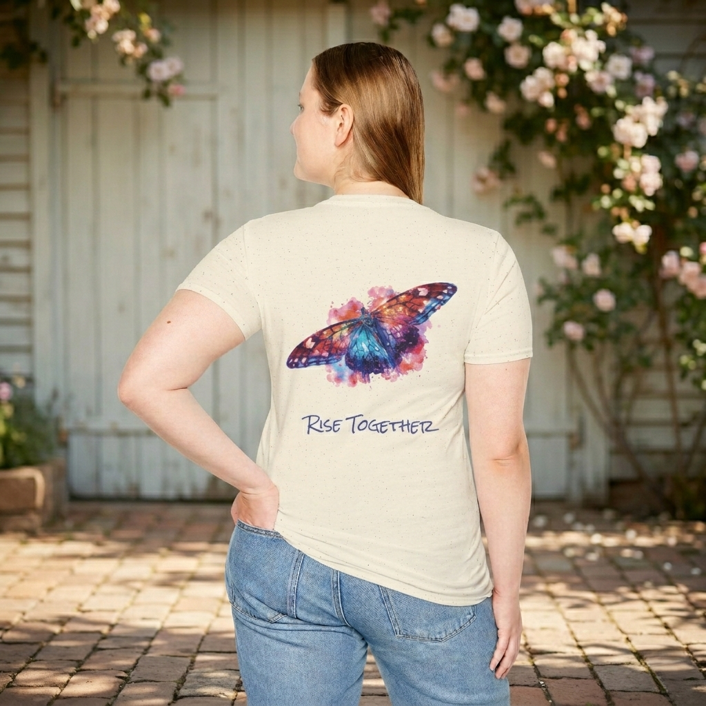 Butterfly Rise Together T-Shirt | Watercolor Inspirational Butterfly Tee | Equality Advocacy Gift