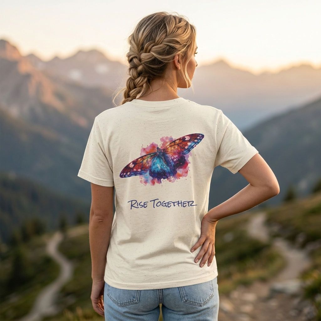 Butterfly Rise Together T-Shirt | Watercolor Inspirational Butterfly Tee | Equality Advocacy Gift