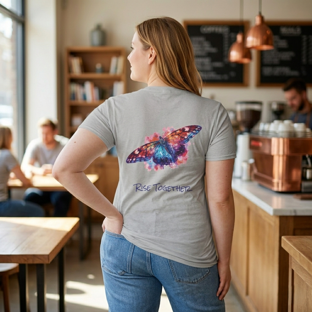 Butterfly Rise Together T-Shirt | Watercolor Inspirational Butterfly Tee | Equality Advocacy Gift