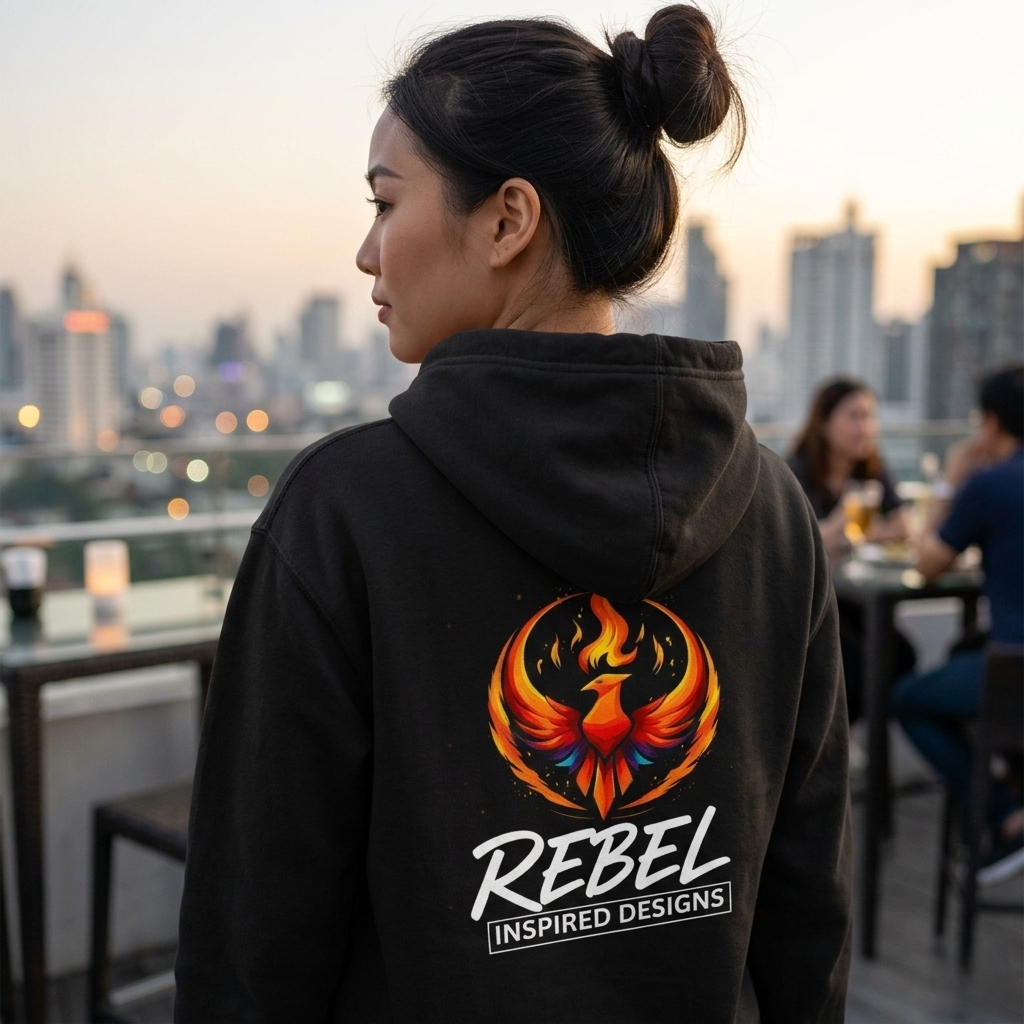 Rising Phoenix Full-Zip Hoodie | Rebel Phoenix Logo Hooded Sweatshirt