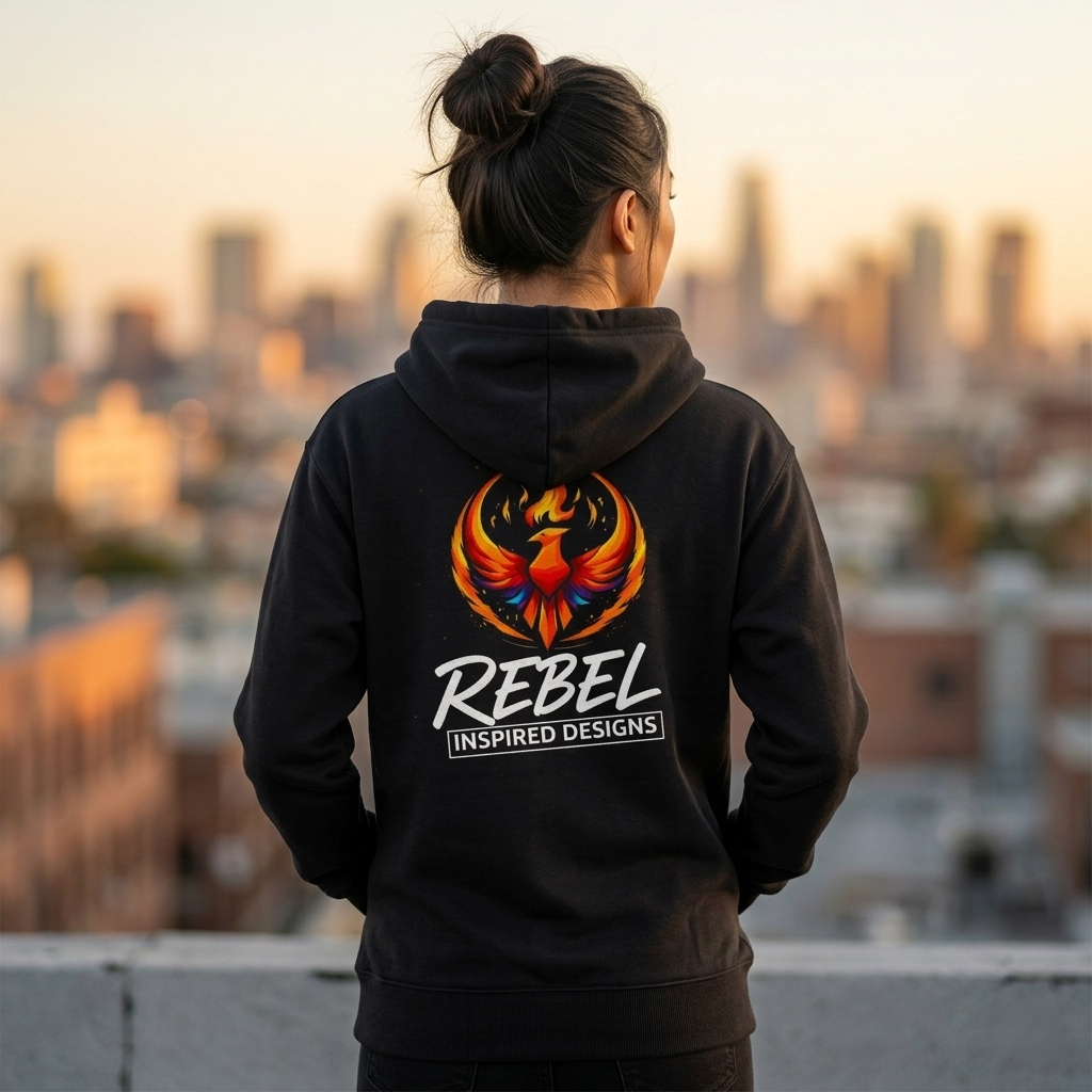 Rising Phoenix Full-Zip Hoodie | Rebel Phoenix Logo Hooded Sweatshirt