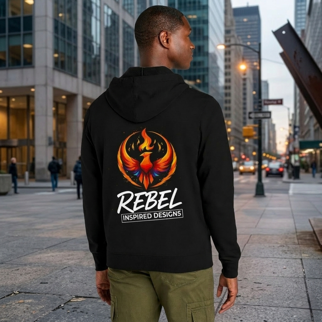 Rising Phoenix Full-Zip Hoodie | Rebel Phoenix Logo Hooded Sweatshirt