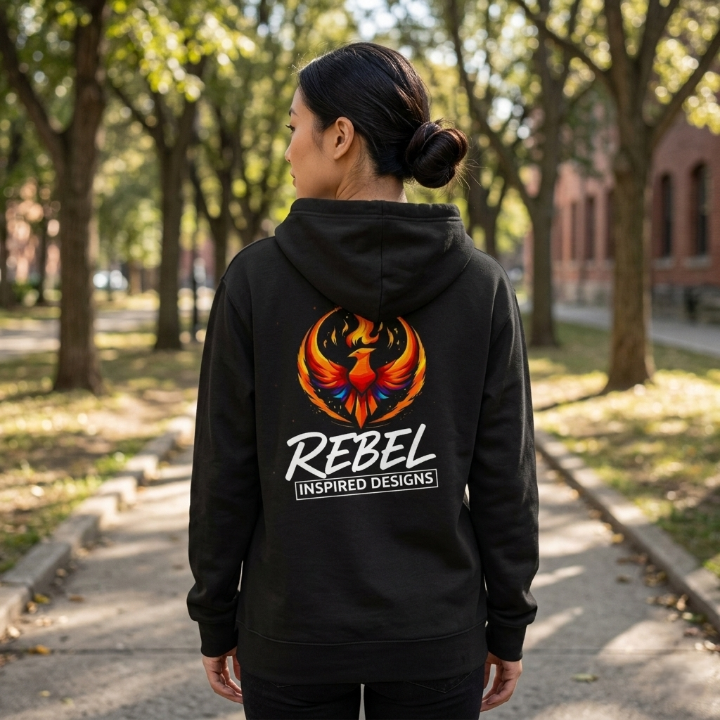 Rising Phoenix Full-Zip Hoodie | Rebel Phoenix Logo Hooded Sweatshirt
