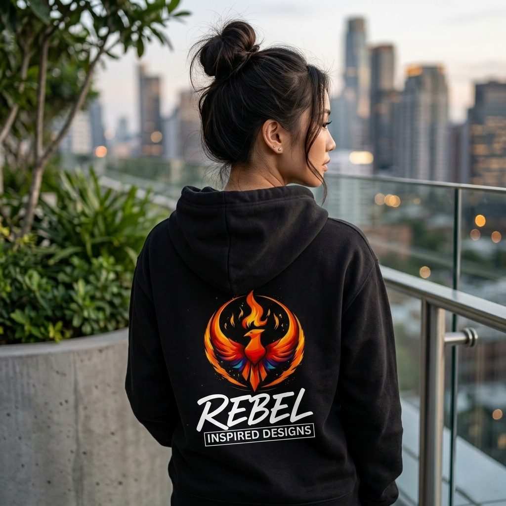 Rising Phoenix Full-Zip Hoodie | Rebel Phoenix Logo Hooded Sweatshirt