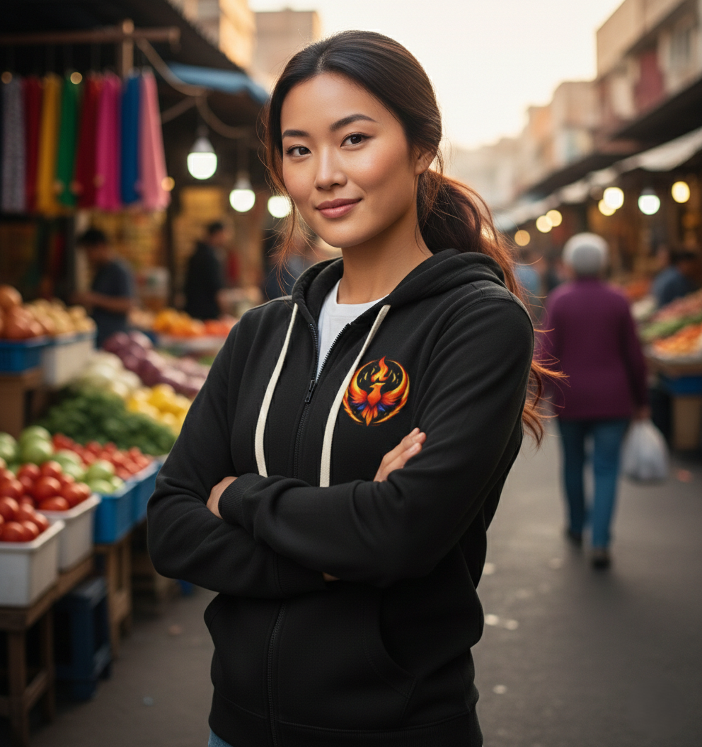 Rising Phoenix Full-Zip Hoodie | Rebel Phoenix Logo Hooded Sweatshirt