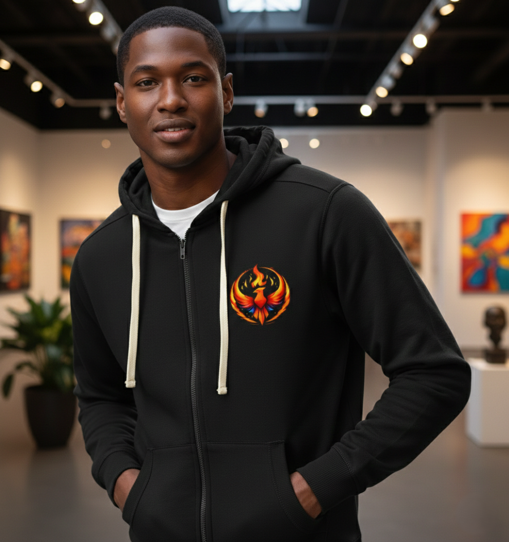 Rising Phoenix Full-Zip Hoodie | Rebel Phoenix Logo Hooded Sweatshirt