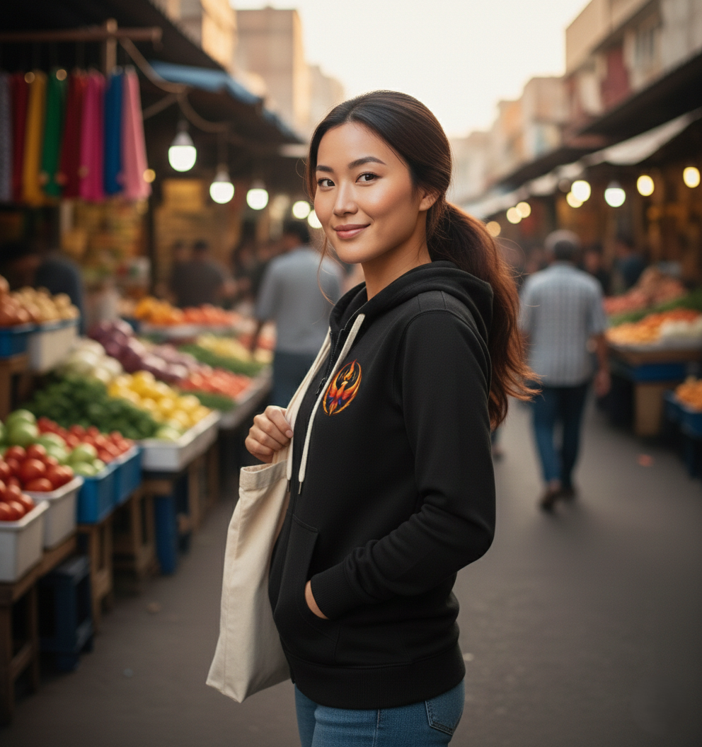 Rising Phoenix Full-Zip Hoodie | Rebel Phoenix Logo Hooded Sweatshirt