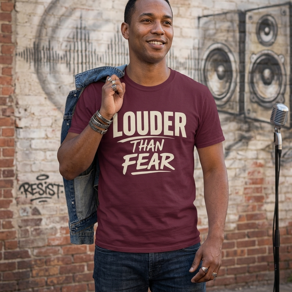 Louder Than Fear T-Shirt | Bold Inspirational Graphic Tee