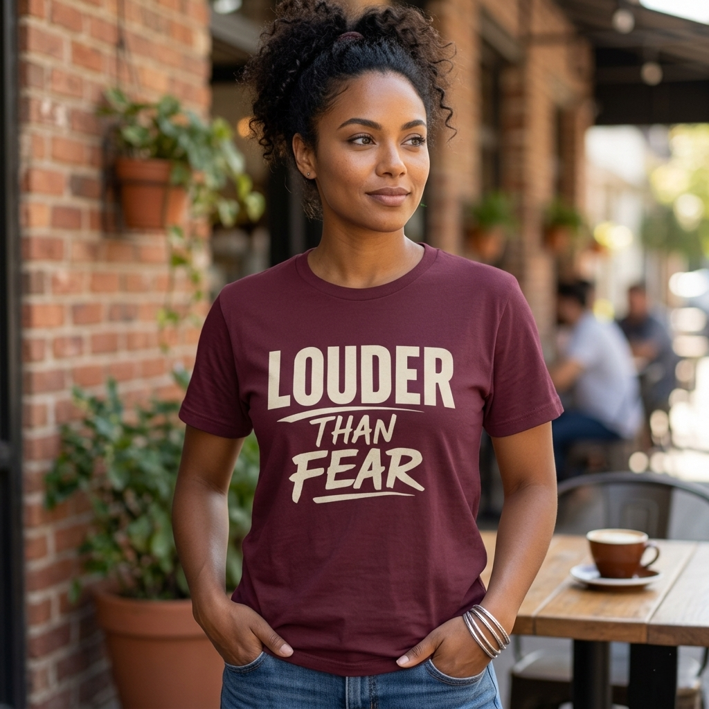 Louder Than Fear T-Shirt | Bold Inspirational Graphic Tee