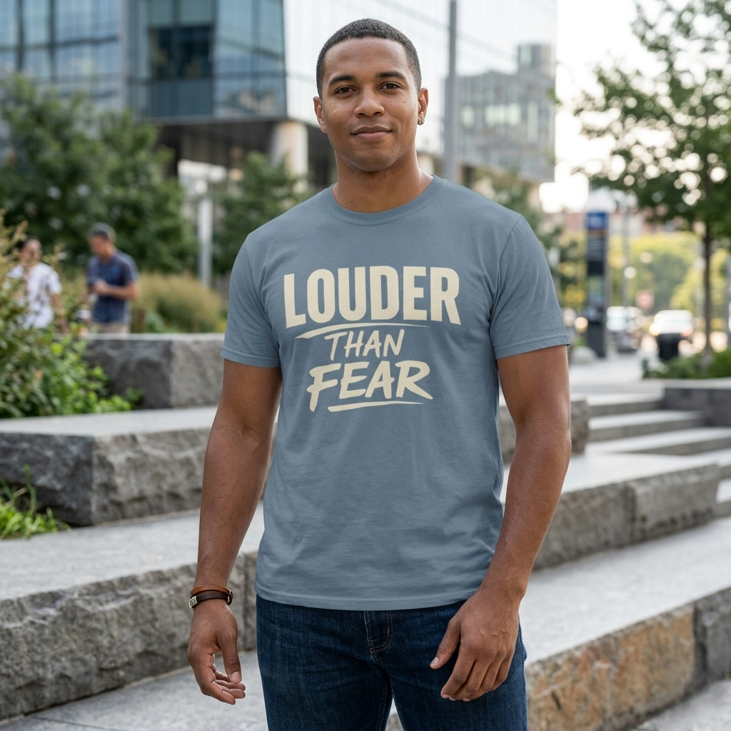 Louder Than Fear T-Shirt | Bold Inspirational Graphic Tee