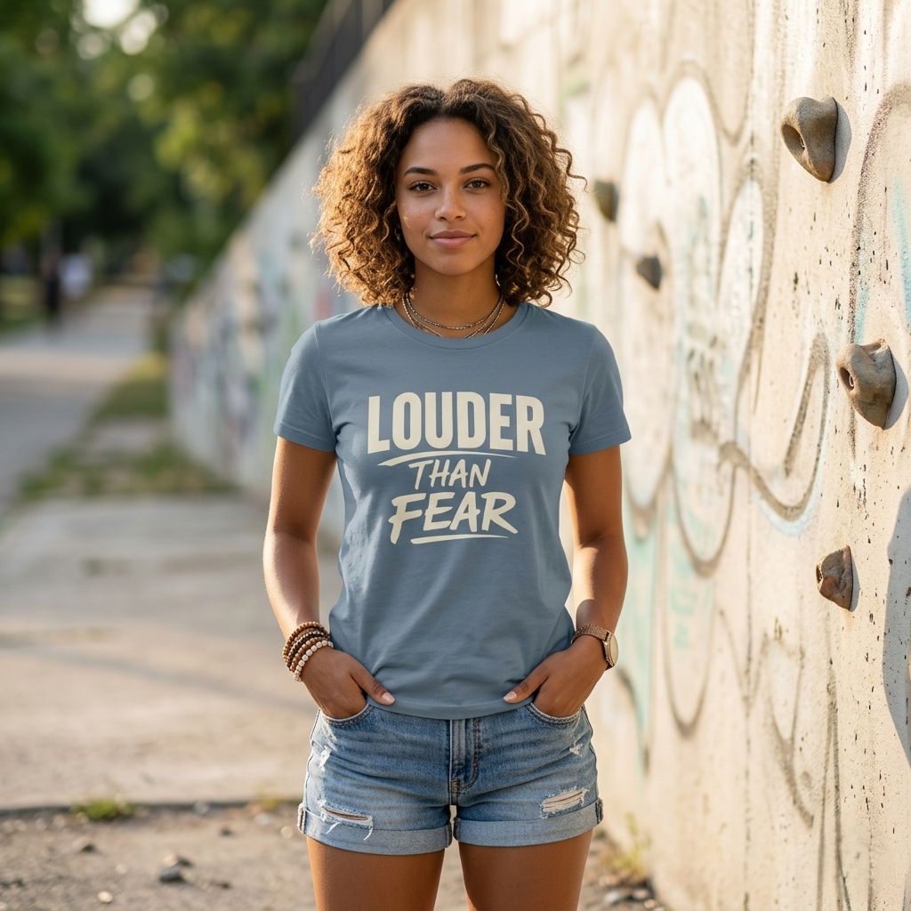 Louder Than Fear T-Shirt | Bold Inspirational Graphic Tee