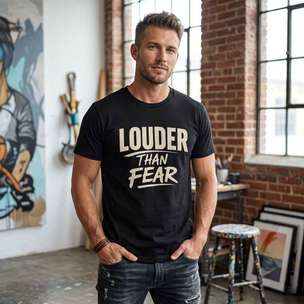 Louder Than Fear T-Shirt | Bold Inspirational Graphic Tee