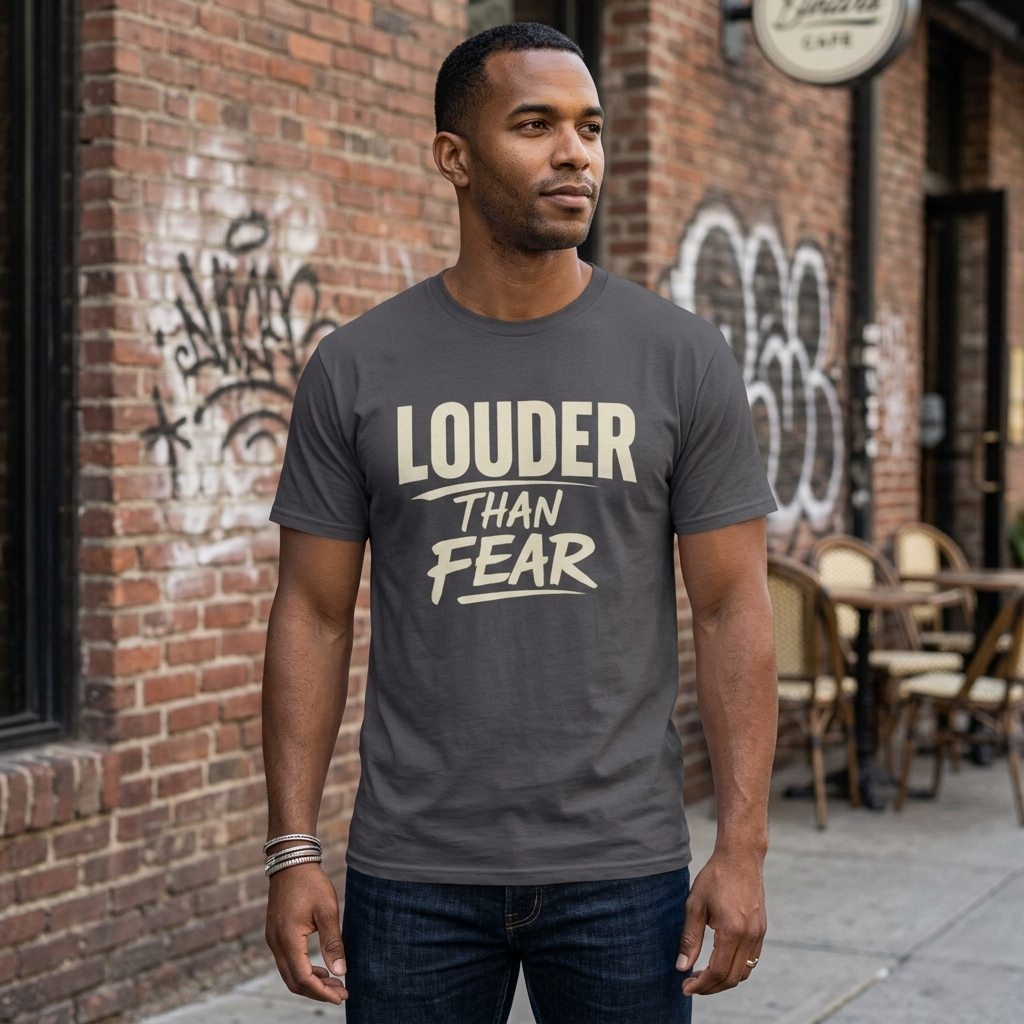 Louder Than Fear T-Shirt | Bold Inspirational Graphic Tee
