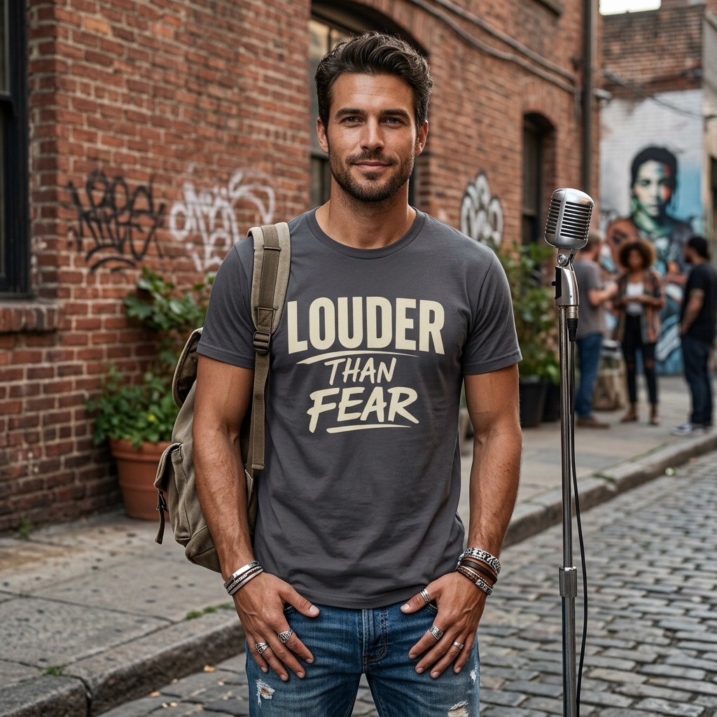 Louder Than Fear T-Shirt | Bold Inspirational Graphic Tee