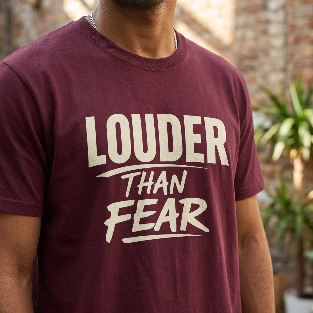 Louder Than Fear T-Shirt | Bold Inspirational Graphic Tee