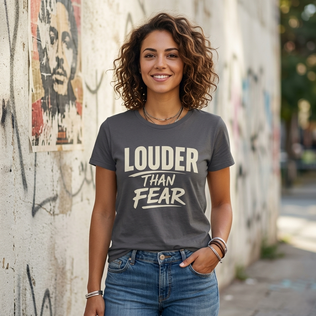 Louder Than Fear T-Shirt | Bold Inspirational Graphic Tee