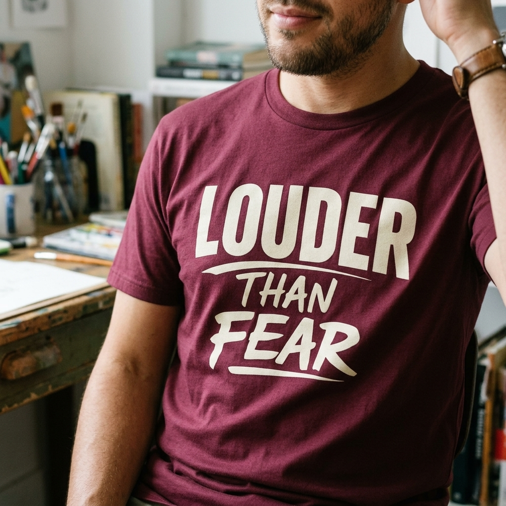 Louder Than Fear T-Shirt | Bold Inspirational Graphic Tee