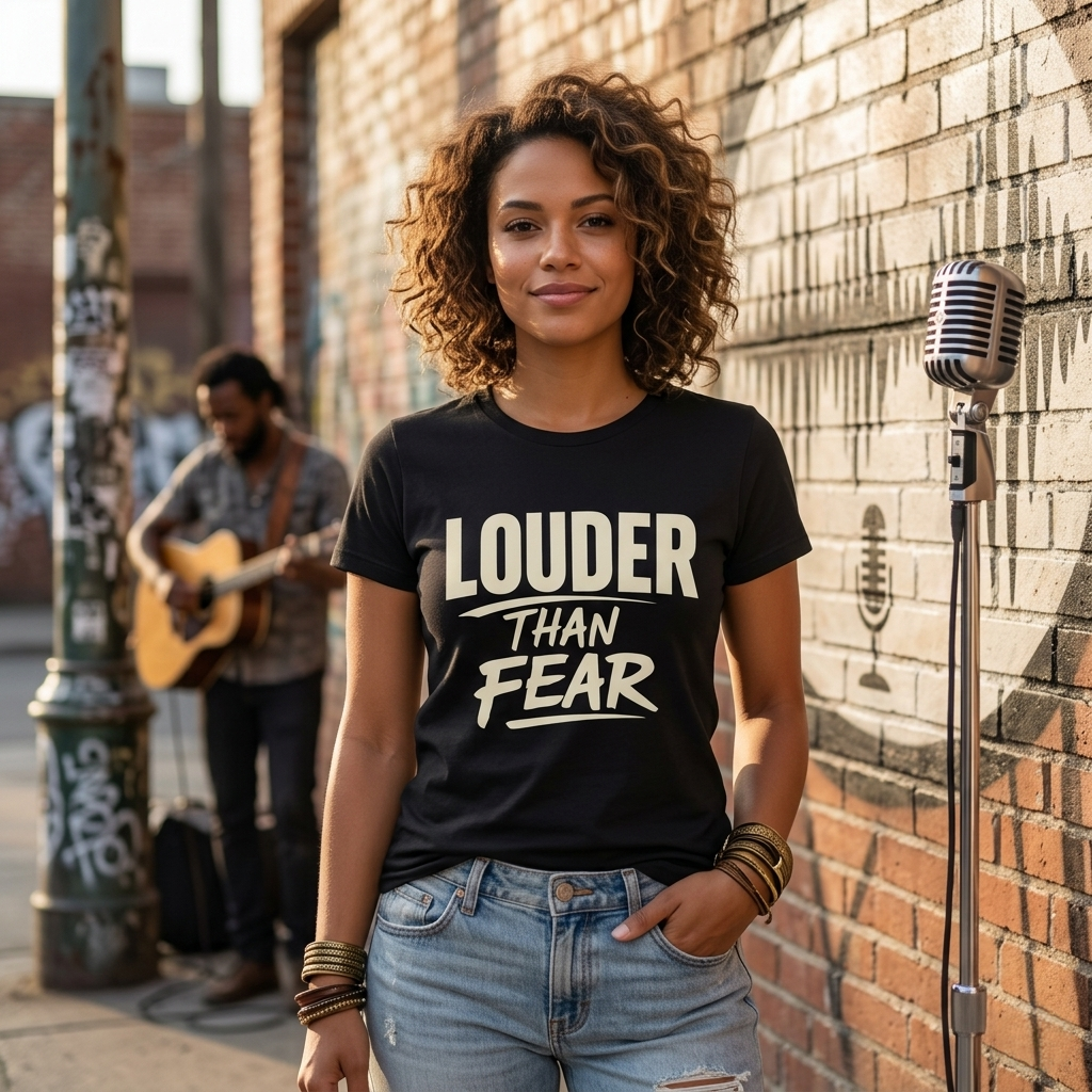 Louder Than Fear T-Shirt | Bold Inspirational Graphic Tee