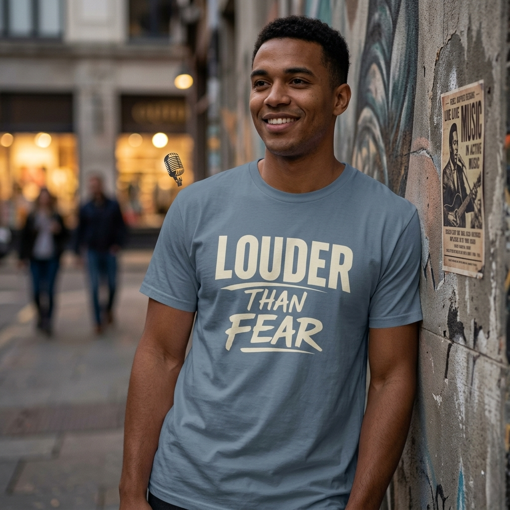 Louder Than Fear T-Shirt | Bold Inspirational Graphic Tee